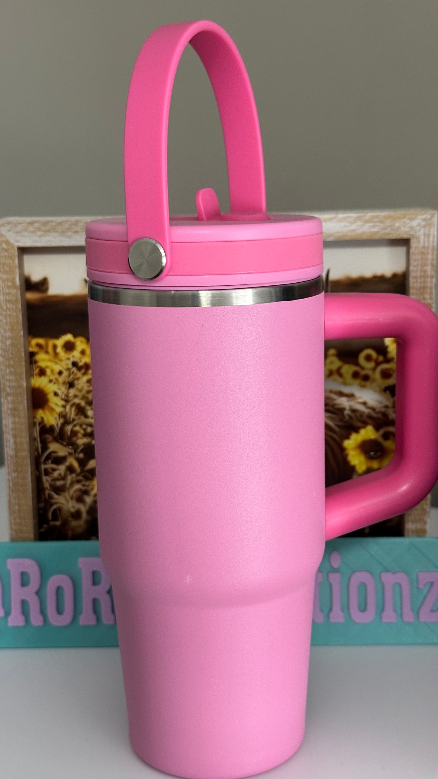 20oz Pink Handle Tumbler