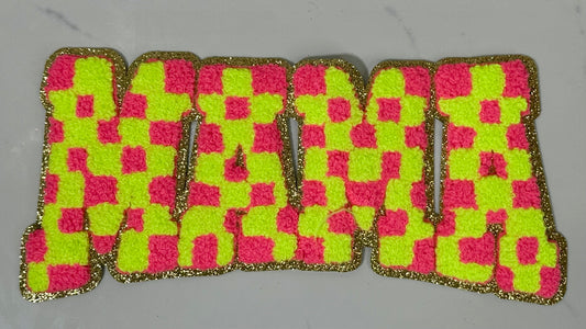 Pink & Yellow Checkered Mama Patch