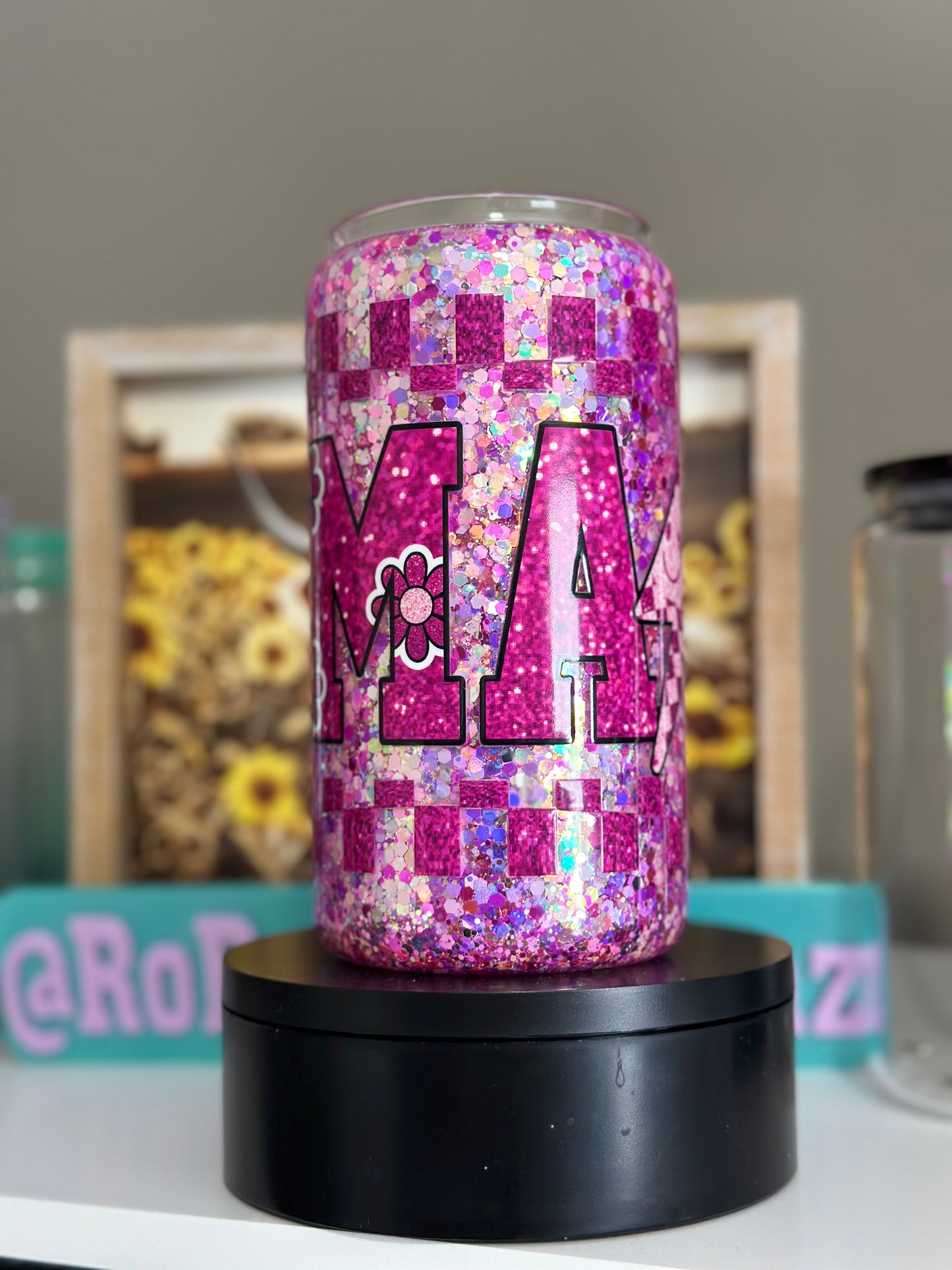 16oz Pink Mama Glass Snowglobe