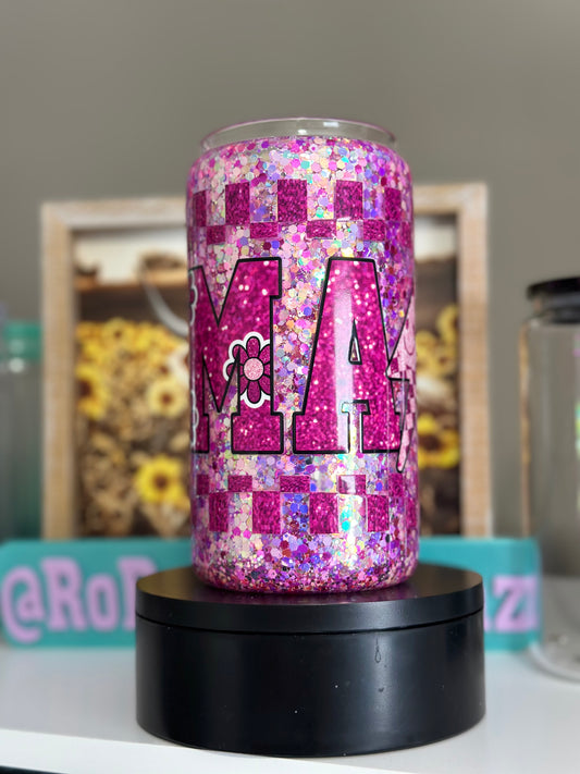 16oz Pink Mama Glass Snowglobe
