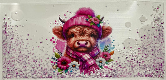 Pink Winter Cow Design