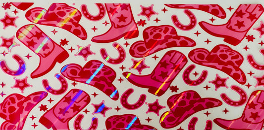 Holographic Pink Cowgirl Boots