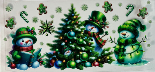 Green Snowman and Christmas Tree
