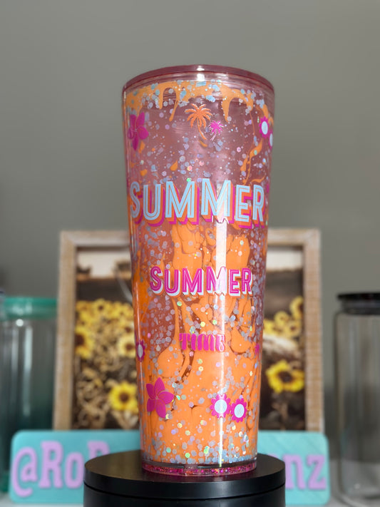 24oz Acrylic Slow Lava Summer Summer Time Snowglobe w/ Glitter lid