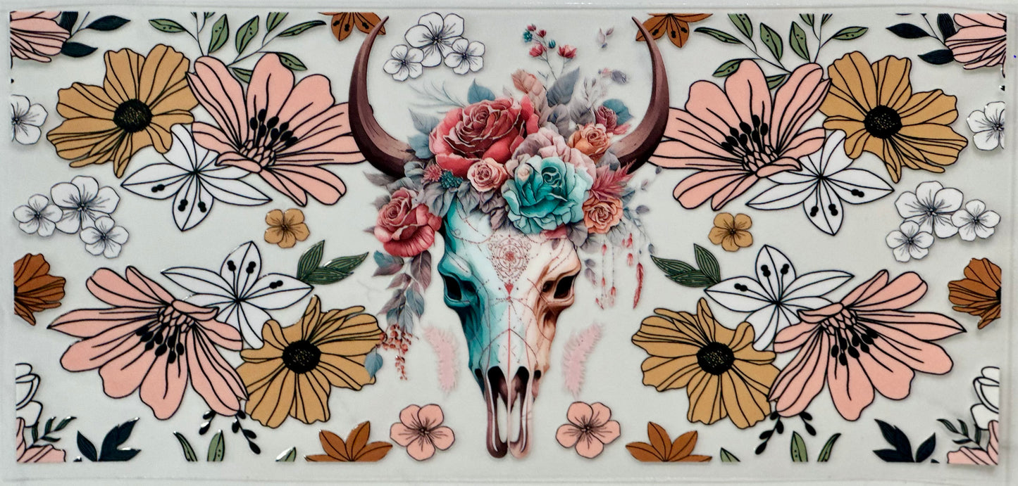 Flowers and Bull Skull