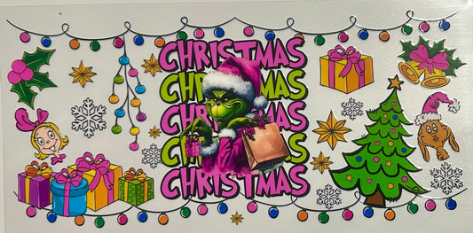 Pink and Green Christmas with Grinch Design