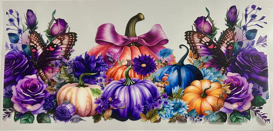 Pumpkin, Butterfly, and Flowers Design