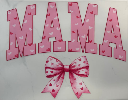 Pink Heart Mama Bow DTF