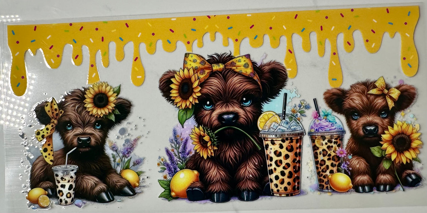 Yellow Sunflower Cow Design