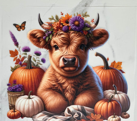 Fall Flower Highland Cow