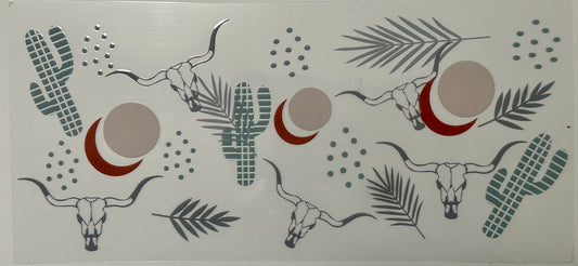Longhorn Skull and Cactus